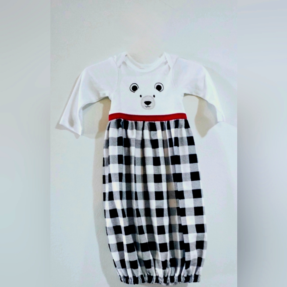 Infant Girls 0 to 3 months Christmas Panda print knight gown